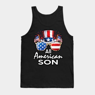 All American Son 4th of July USA America Flag Sunglasses Tank Top